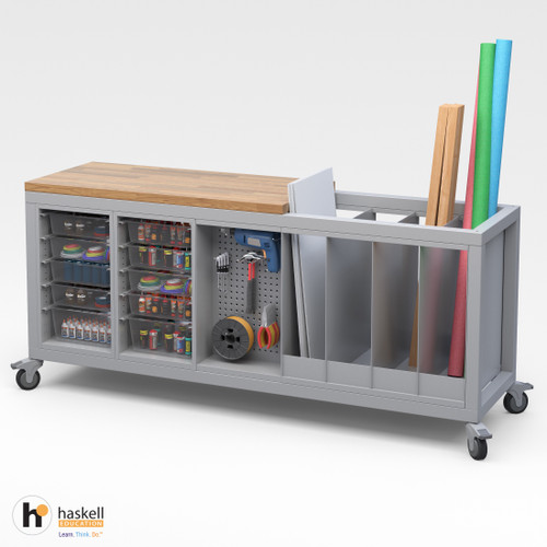 ACCESSORIES NOT INCLUDED
Platinum - 2x Bin Storage / 1x Pegboard Storage / 1x Large Format Storage
Haskell Education CG1BBPL2.2246-P2
Explorer Partial Top Cargo Cart