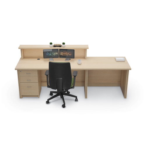 Straight Recto Reception Desk shown with chair - MooreCo