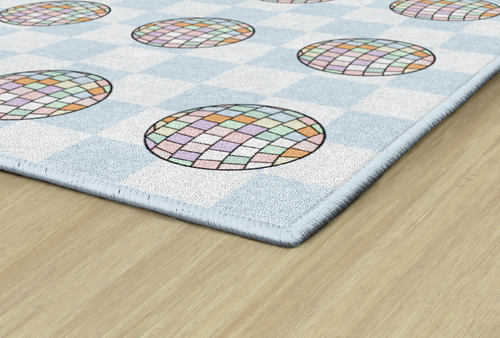 Disco Balls on Blue Checkerboard Sit Spots Rug - Flagship Carpets CA3080