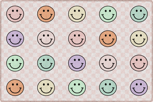 Smiley Faces on Pink Sit Spots - Flagship Carpets CA3107