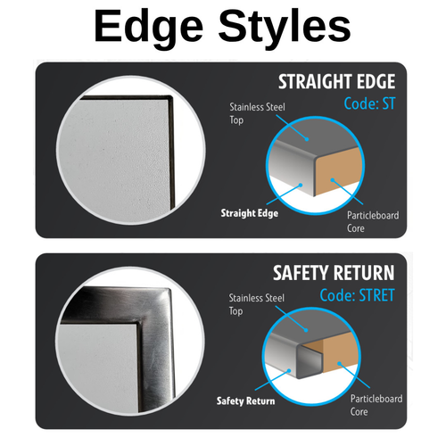 Edge Styles for NPS Stainless Steel Adjustable Height Heavy Duty Table