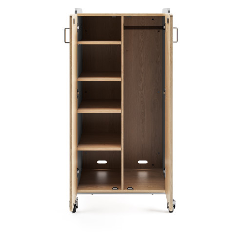 Whiffle Typical 5 Double 60"H Column Shelves and Wardrobe Bar Storage with Doors Open - Safco Gray