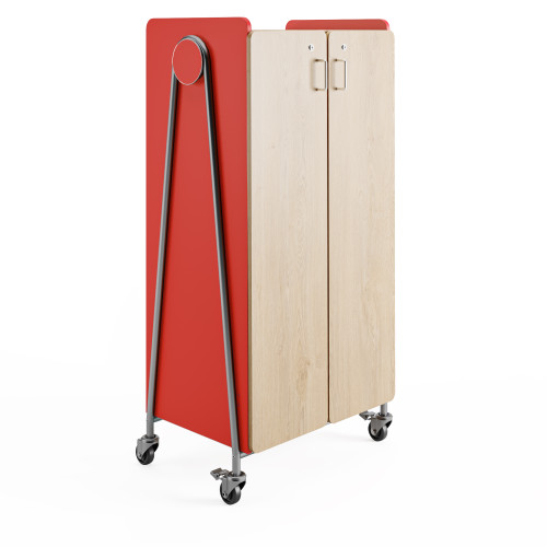 Whiffle Typical 5 Double 60"H Column Shelves and Wardrobe Bar Storage with Doors Closed - Safco Red