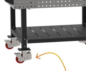 Square Welding Table showing casters - Diversified 