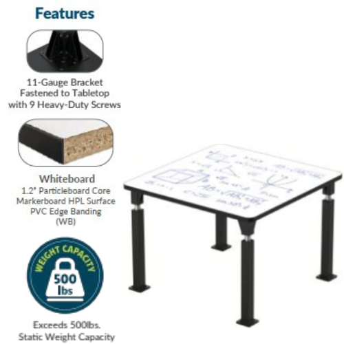 Aero-Lift Square Dry Erase Activity Frame Table - NPS ALT10A **Features**