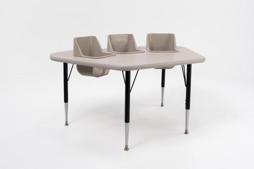 Modular Three Seat Table - Toddler Tables TT Mod 
Natural Linen Top with Sand Edge