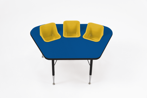 Modular Three Seat Table - Toddler Tables TT Mod 
Blue Top with Yellow Seats