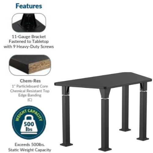 Aero-Lift Trapezoid Chem-Res Activity Frame Table - NPS ALT10A **Features**