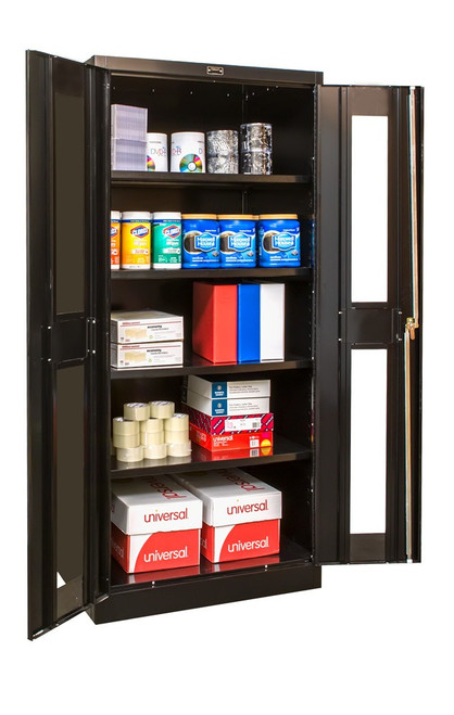 400 Series Safety-View Door Shelf Storage Cabinet Open - Hallowell 
Black