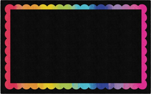 Black with Rainbow Scallop Border - Flagship Carpets CA2379 **7'6"W x 12'L**
