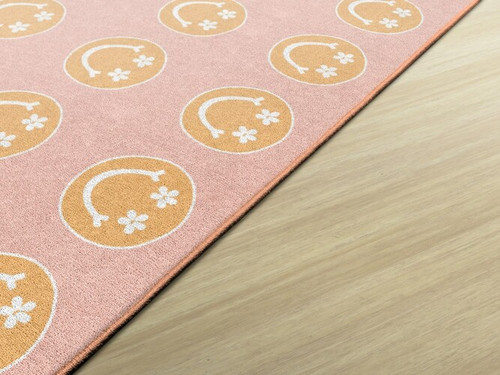 Good Vibes Criss Cross Happy Faces on Pink - Flagship Carpets CA2390