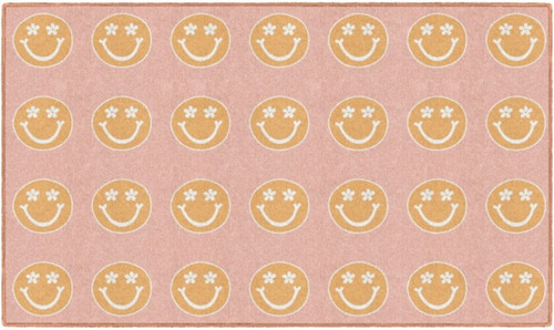 Good Vibes Criss Cross Happy Faces on Pink - Flagship Carpets CA2390 **7'6"W x 12'L**