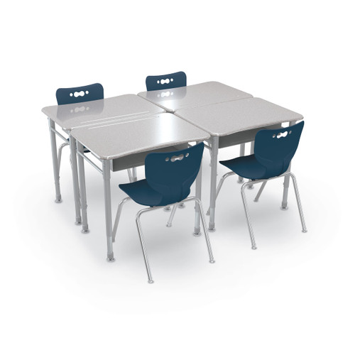 Four Student Astute Rectangle Desk and Hierarchy Chair Bundle - MooreCo
Gray Nebula Desks and Navy Chairs