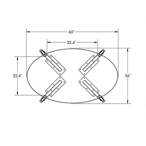 Innovation X Oval Shaped Dry Erase Table - Allied USA
Dimensional diagram for 60" Oval