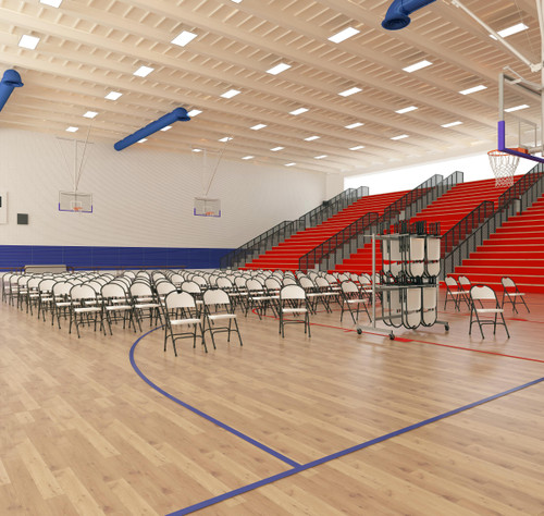 Gymnasium Environmental of Flat Stacking Rectangular Folding Table Truck - Correll
**Props Not Included**