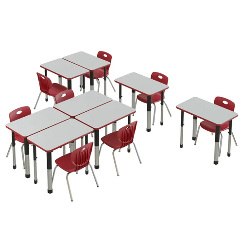 Rectangle Deluxe HPL Collaborative Desks and Student Chairs Package - Correll