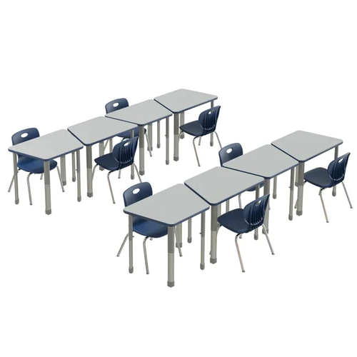 Trapezoid Deluxe HPL Collaborative Desks and Student Chairs Package - Correll