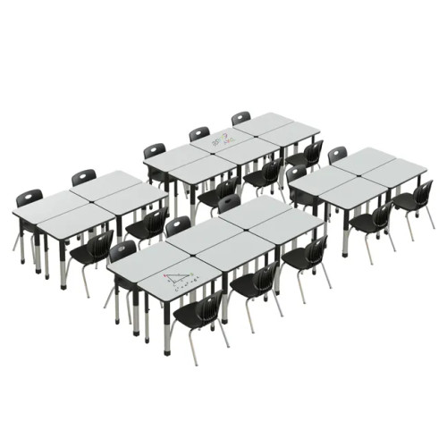 Rectangle Deluxe Dry Erase Collaborative Desks and Student Chairs Package - Correll