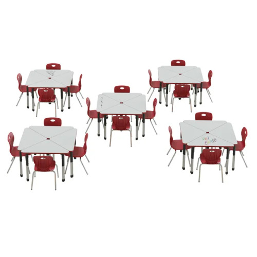Wing Deluxe Dry Erase Collaborative Desks and Student Chairs Package - Correll