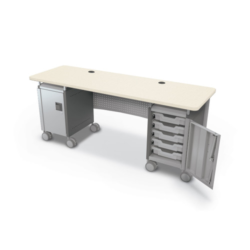 Compass Dual Cabinet Teacher Desk - MooreCo
Showing tote storage