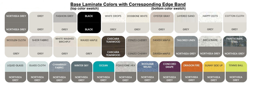 Base Laminate Colors with Corresponding Edge Band