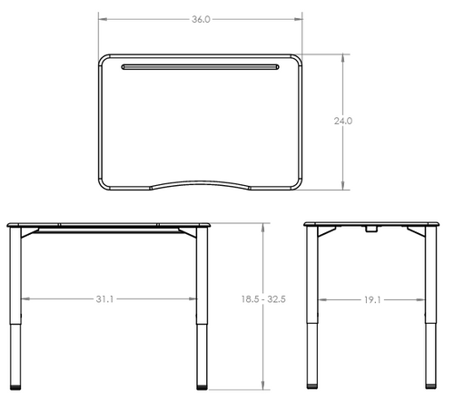 Smith System ELHP36 Elemental ADA Rectangle Hard Plastic Student Desk 
