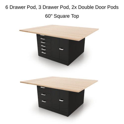 CEF FORGE-FP-4EB-6D-3D-DD-DD Forge Butcher Block 4 Pod Work Station with 60" Top