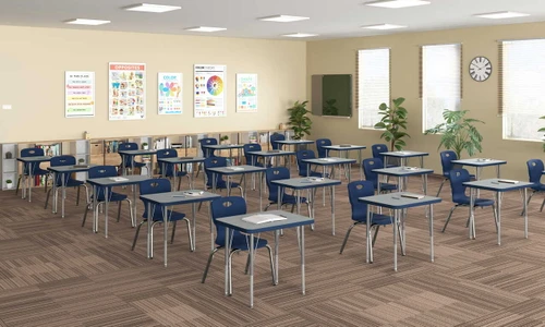 Correll Corrella Rectangle HPL Student Desks and Chairs Package