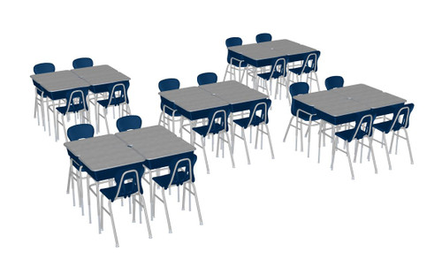 Columbia Open Front Desk and Classic Comfort Chair Classroom Package
Showing Set of 20 Desks and Chairs