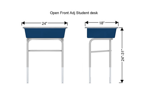 Open Front Desk Dimensional Diagram