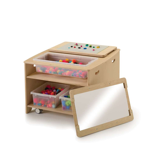 Copernicus W-B-DSWTS-T1C Seoras Birch Double Wide Sensory Table - Preschool - Casters - Storage Bins
**Optional** Casters and Storage Bins Sold Separately