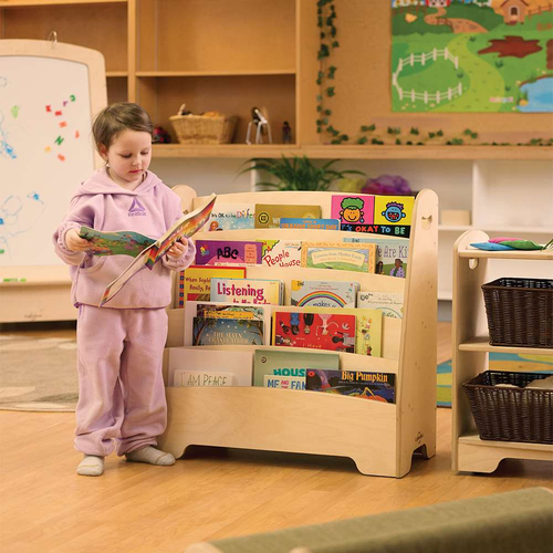 Environmental of Copernicus W-B-5Sx-K1 Seoras 5-Shelf Book Display - Cutout Kickplate
**Props Not Included**