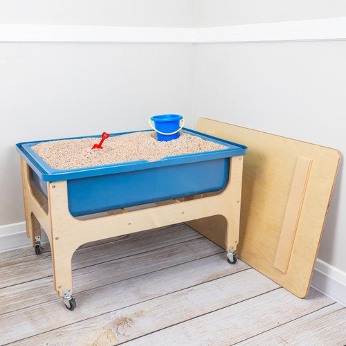 Blue Deluxe Sand & Water Table with Lid - Wood Designs WD11865BL
Shown with Sand and Toys (not included)