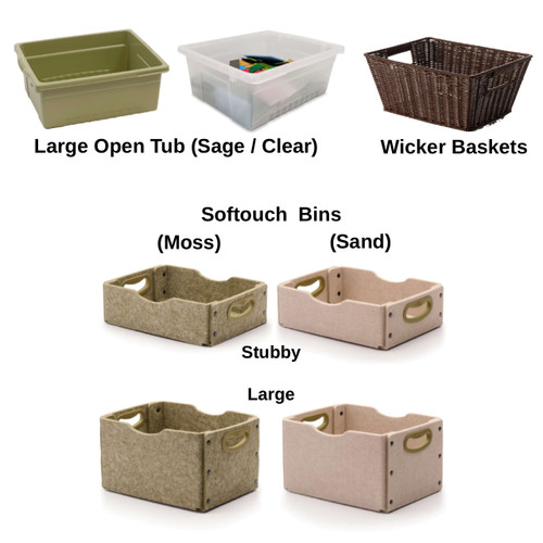 **Optional** Storage Bins
**Sold Separately**