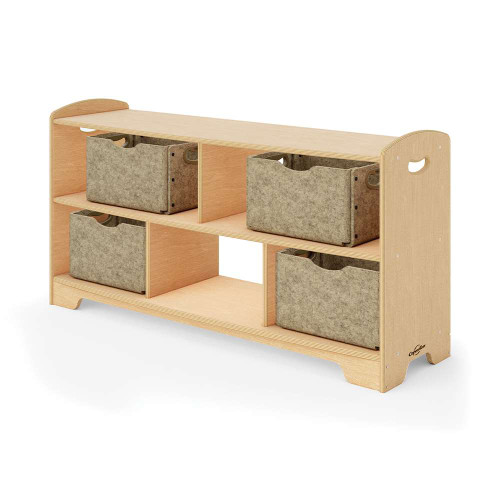 Copernicus Seoras 2-Level Staggered Shelf - Open Back - Cutout Kickplate - Moss Large Softouch Storage Bins
**Storage Bins Sold Separately**