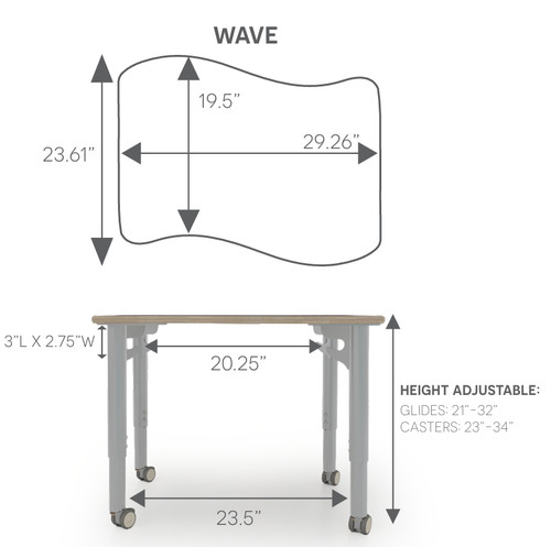 CEF ESTO-WAVE-PLY ESTO Wave Student Desk with High Pressure Laminate on Baltic Birch