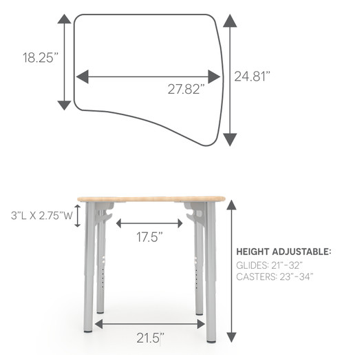 CEF ESTO-PETL-HPL ESTO Petal Student Desk with High Pressure Laminate and T-Mold Edge
