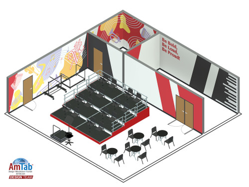 AmTab QUICK-ST48xxC-CHARCT Quick Ship Portable Fixed Height Stage with Carpet Deck
Complete Layout Idea