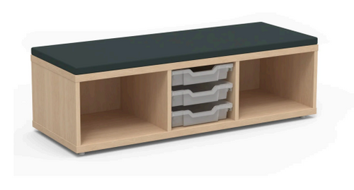 KI CLCR4T3U Clamber One-Tier Three Cubby Seat — Upholstered Top - 3 Small Totes
**Totes Sold Separately**