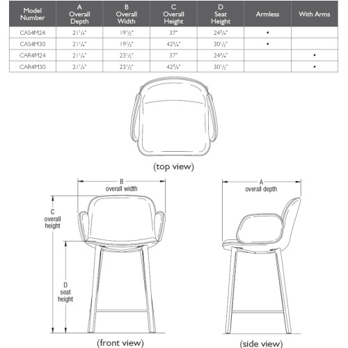 KI Cascha Wood 4-Leg Stool