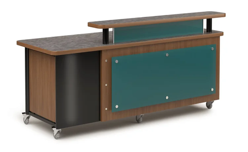 Russwood Straight Rover Desk w/ Acrylic Patron Ledge & Acrylic Front Panel
**Acrylic Patron Ledge and Acrylic Front Panel Sold Separately**