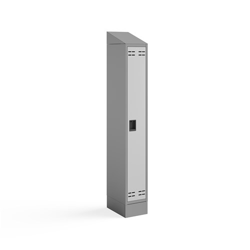 Safco 5522GR Single Tier Locker - Gray w/ Optional Sloped Metal Locker Hood and Optional Continuous Locker Base
**Optional Locker Hood and Locker Base Sold Separately**