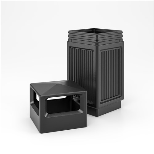 Safco 9478BL Canmelon Receptacle Recessed Panel Side Open - Black