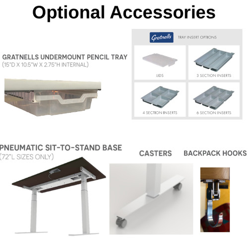 Optional Accessories for CEF High Pressure Laminate Collaboration Team Table
**Sold Separately**