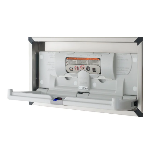Sova Origin Horizontal Baby Changing Station with Stainless Steel Recessed Frame 10HR0011 - Light Gray / Stainless Steel