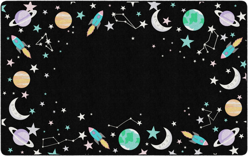 Flagship FA3558-44FS Out of This World Space Outer Space Border Black Multi - 7'6"W x 12'L