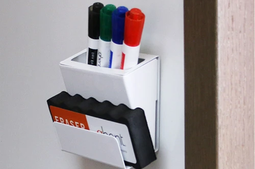 Ghent Prest Combo Mobile Whiteboard and Fabric Board - Included Universal Holder w/ Markers and Eraser