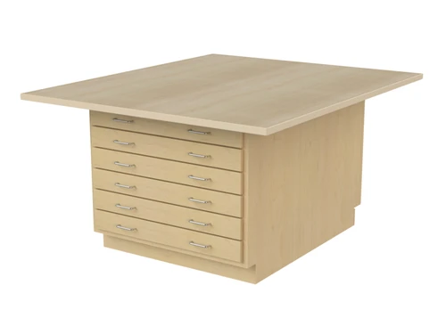 Hann AWS-33OBCPST-P High Pressure Laminate Art and Printmaking Workstation with Portfolio Storage - Maple Grain