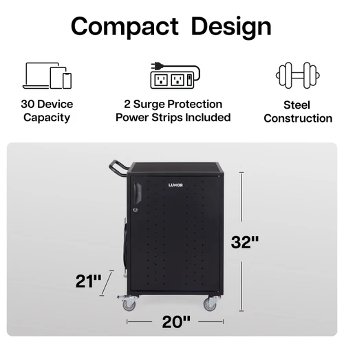 Luxor ABC30CHARGEKD Line Leader Essential 30-Device Charging & Storage Cart
