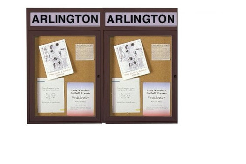 Ghent PBVX6 Enclosed PremaTak Tackboard with Headliner Bronze Aluminum Frame 36 x 60